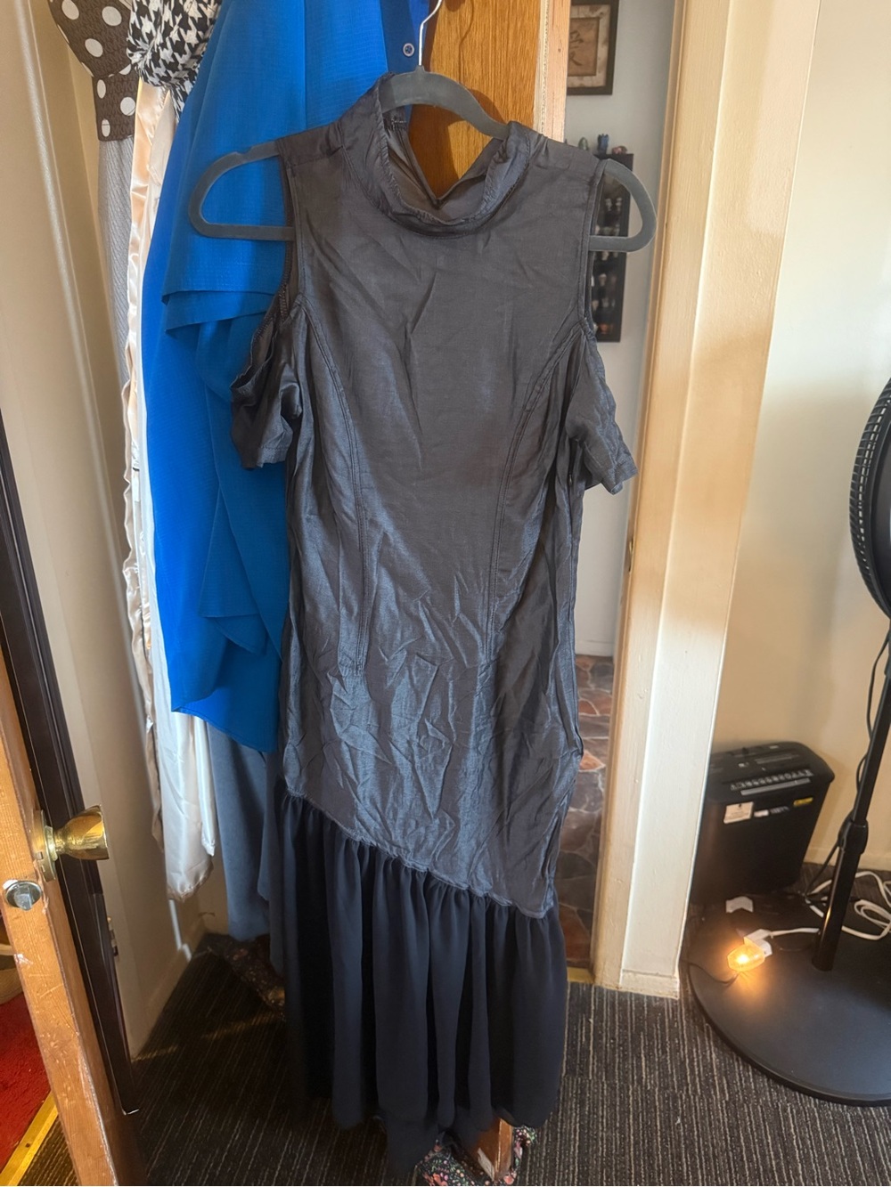 Amazon Black Cold-Shoulder Maxi Dress with Ruffled Hem